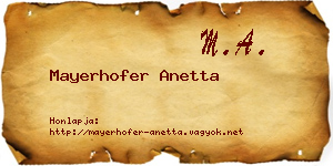 Mayerhofer Anetta névjegykártya